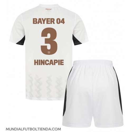 Camiseta Bayer Leverkusen Piero Hincapie #3 Segunda Equipación Replica 2024-25 para niños mangas cortas (+ Pantalones cortos)